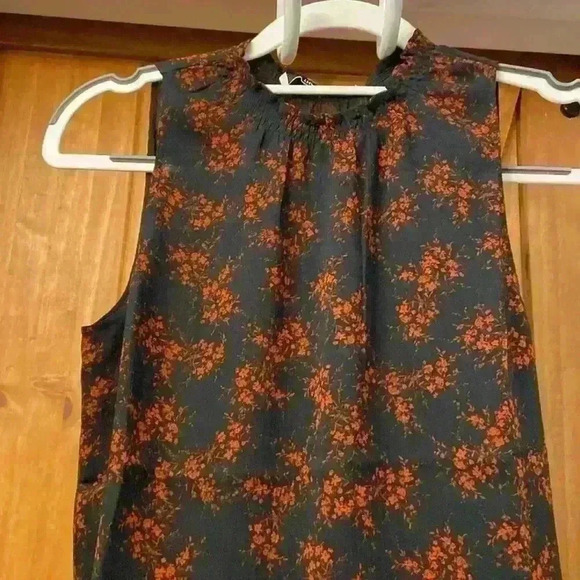 Thakoon Womans Sleeveless Runched Neck Top Navy Floral Top XS NWT - Picture 3 of 5